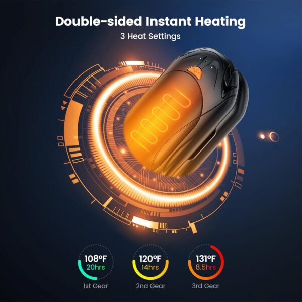 AI Hand Warmers Rechargeable 2 Pack,6000mAh Rechargeable Hand Warmer,20Hrs Long Heating Electric Hand Warmer,Portable Pocket Heater,Pocket Size Hand Warmer, Gifts for Christmas,Camping,Hunting - Image 6