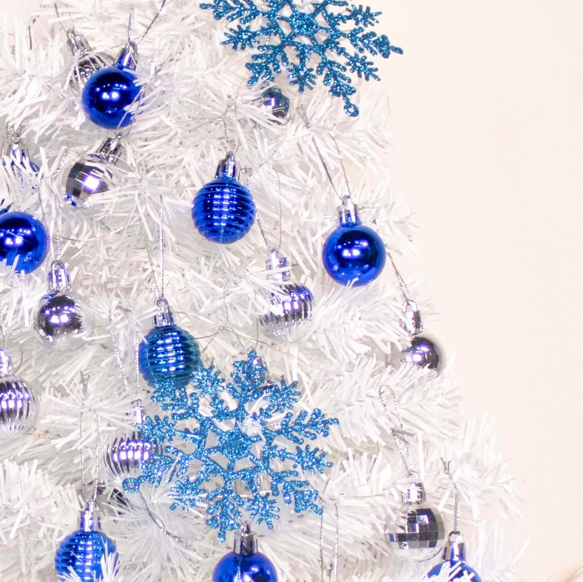 23 Inch Mini Christmas Tree Artificial Tabletop Christmas Tree with LED Lights and Ornaments for DIY Christmas Decoration,White - Image 4