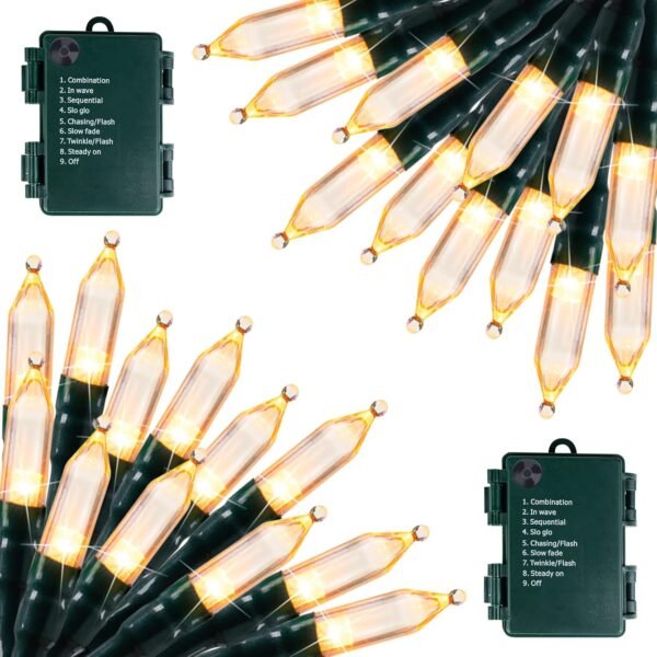 Battery Operated Christmas Lights 2 Pack 18 Feet 50 LED Clear Mini String Lights with 8 Modes Waterproof Tree Lights for Xmas Outdoor Indoor Holiday Party Garden Decor, Warm White - Image 2