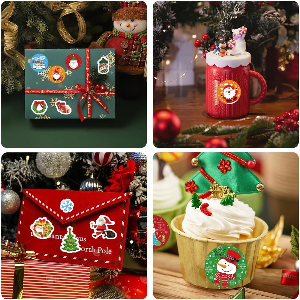 IMISHM 500 Pcs Christmas Stickers for Kids Cute Christmas Stickers Holiday Stickers for Kids Christmas Stickers for Crafts Christmas Stickers for Cards Boxes Envelope - Image 8