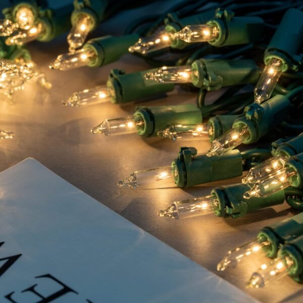YULETIME 200 Clear Christmas Lights, Pack of 2 Sets 33 Feet 100 Count UL Certified Incandescent String Lights (Clear - Green Wire) - Image 10