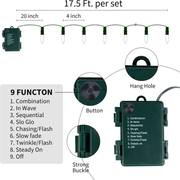 Battery Operated Christmas Lights 2 Pack 18 Feet 50 LED Clear Mini String Lights with 8 Modes Waterproof Tree Lights for Xmas Outdoor Indoor Holiday Party Garden Decor, Warm White - Image 5