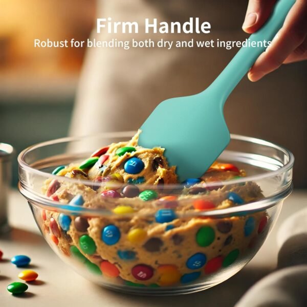 Kitchen Silicone Spatula Set, 600ºF High Heat Flex Silicone Large Scraper with Nonslip Handle for Cooking Mixing Baking Serving Stirring Flipping Non-stick Cookware (Aqua Sky) - Image 7