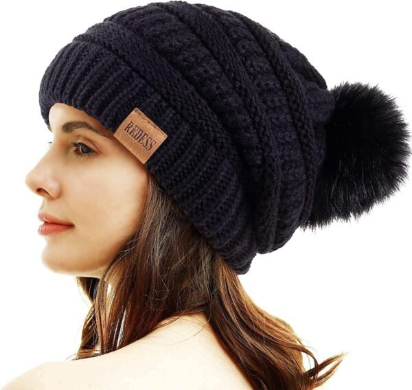 REDESS Women Winter Pom Pom Beanie Hat with Warm Fleece Lined - Image 2