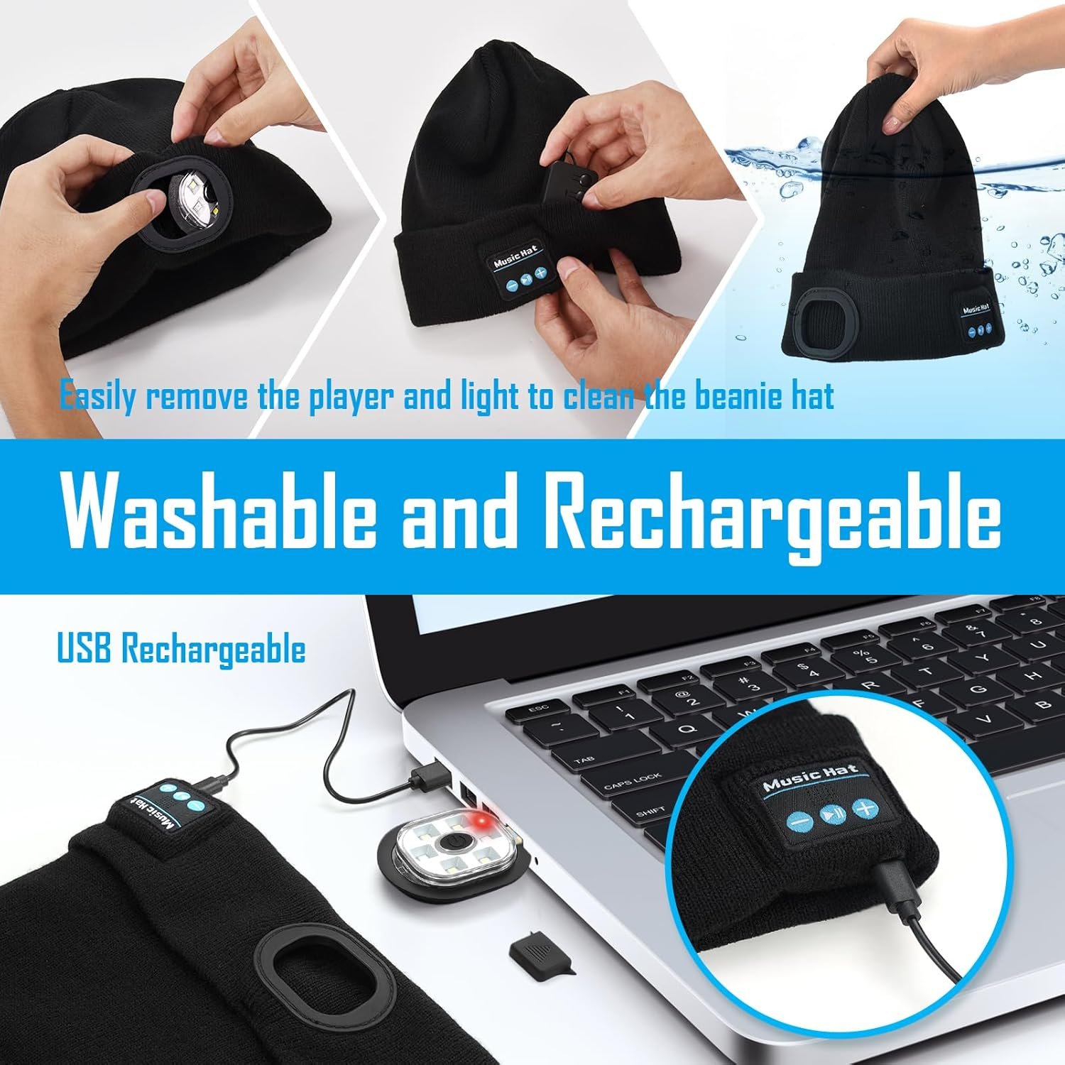 Gifts for Men, Stocking Stuffers for Adults Men LED Bluetooth Beanie Hat, Dad Mens Gifts for Christmas, Unique Gifts for Dad Him Husband Grandpa, Gifts for Men Who Have Everything Cool Gadgets for Men - Image 4
