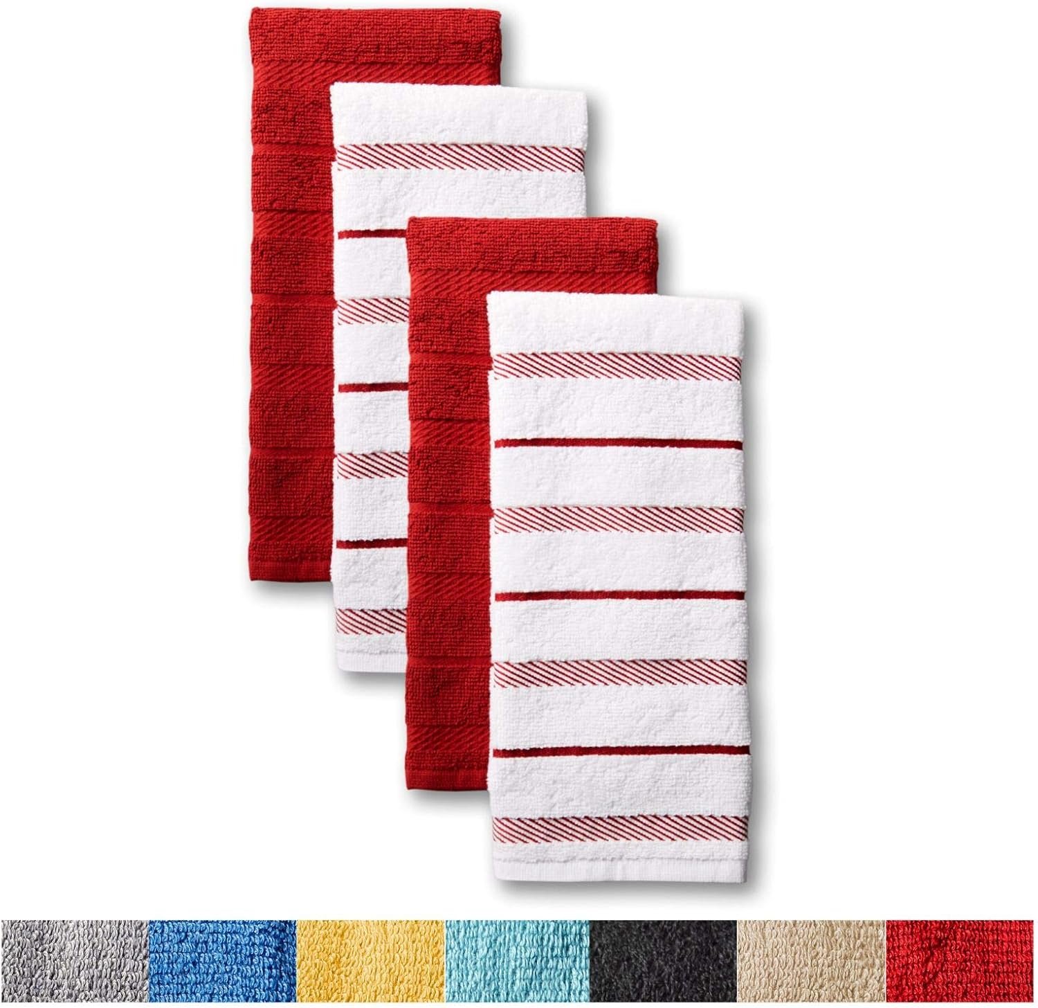 KitchenAid Albany Kitchen Towel 4-Pack Set, Passion Red/White, 16"x26" - Image 6