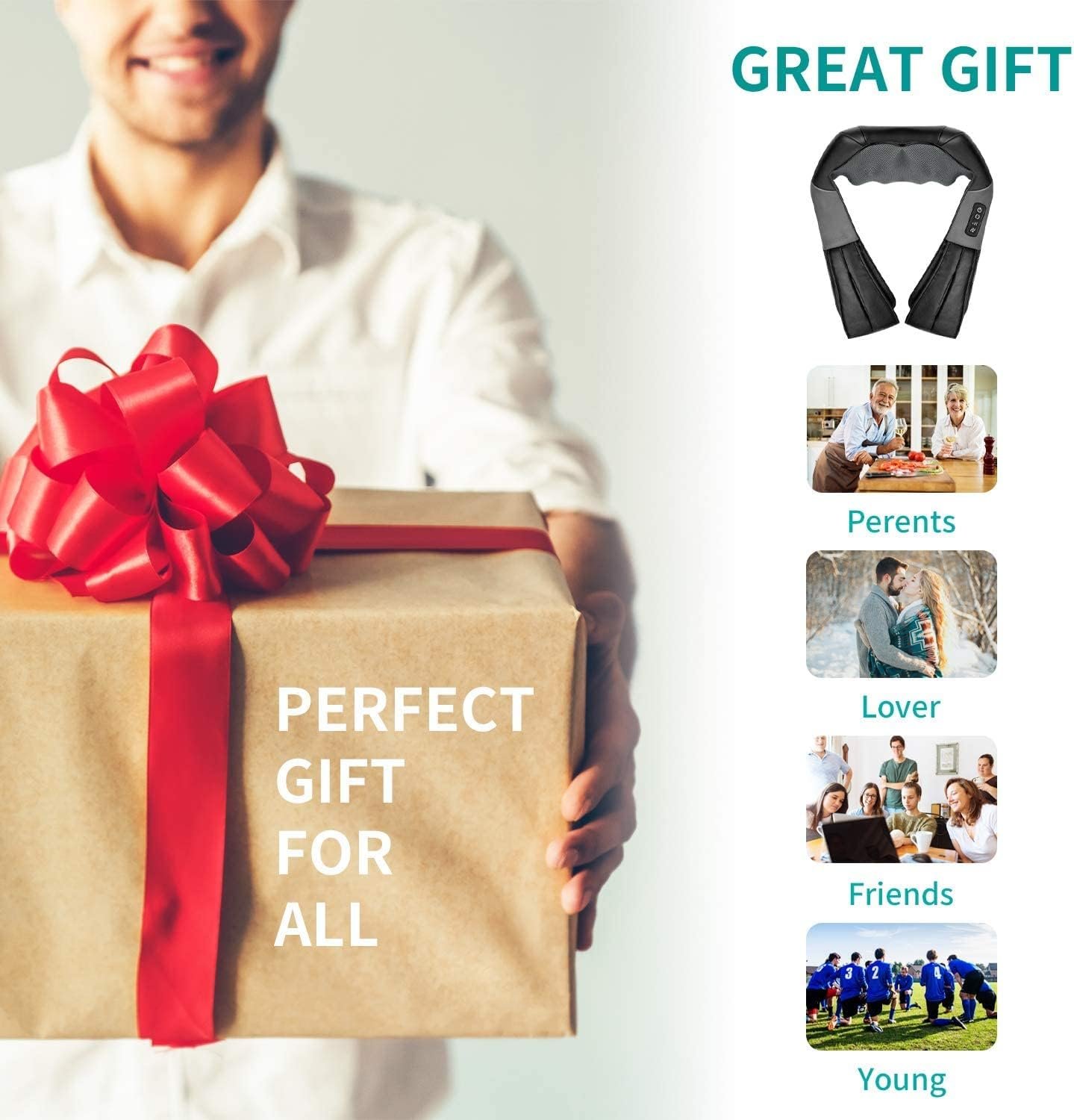 Shiatsu Neck and Back Massager with Soothing Heat, Nekteck Electric Deep Tissue 3D Kneading Massage Pillow for Shoulder, Leg, Body Muscle Pain Relief, Home, Office, and Car Use - Image 7