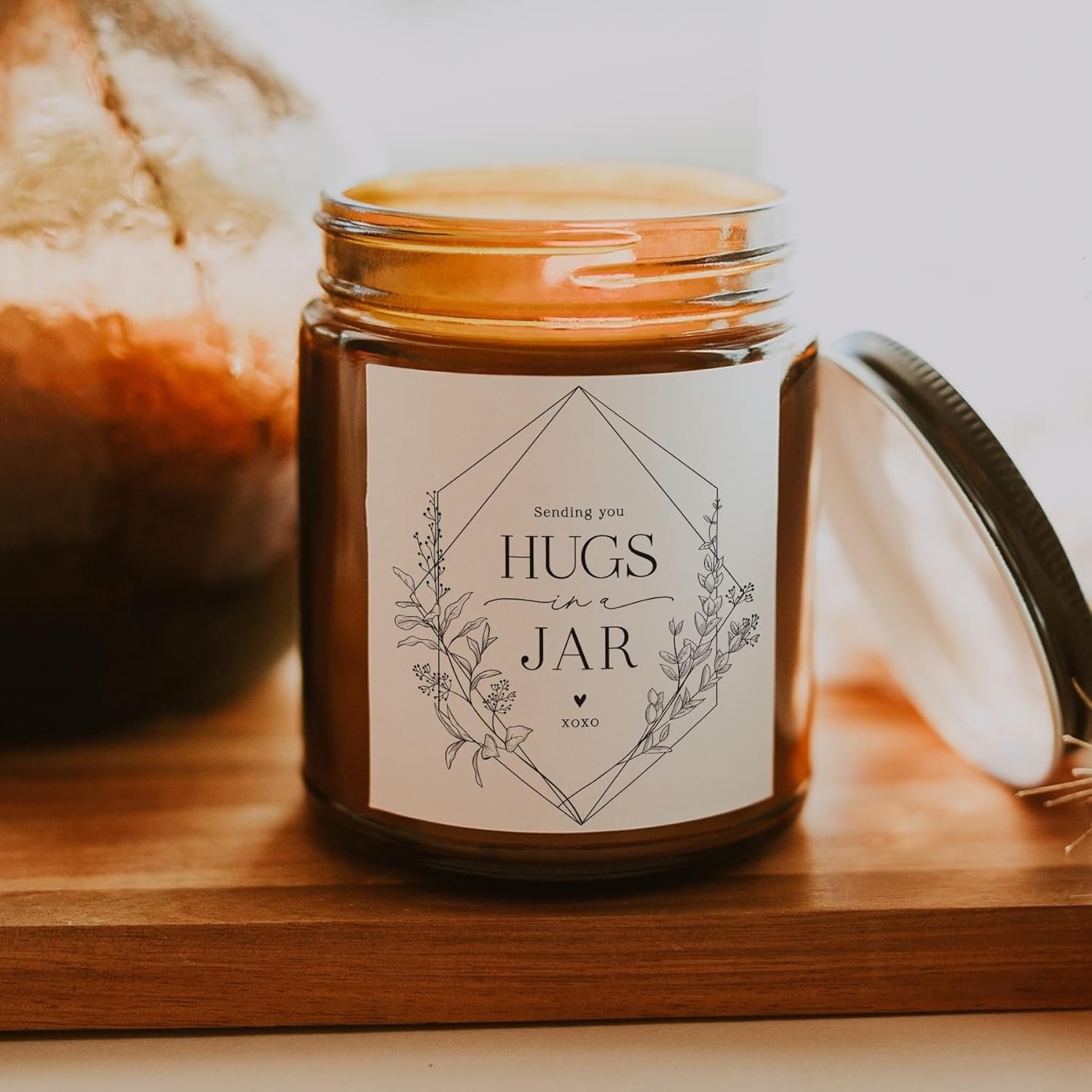 ThreeKin Warm Hugs Scented Candles for Home, Natural Soy Wax, Relaxing Aromatherapy Gifts, Essential Oils Scented, Long-Lasting Candle Burns for 75-Hours, Lemongrass Lavender Scent - Image 4