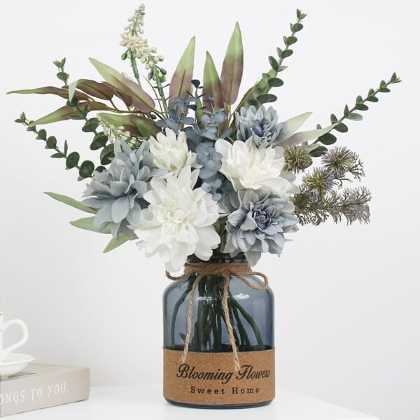 Leftover Faux Flowers in Vase,Artificial Flowers in Vase,Table Centerpieces for Dining Room,Flower Centerpieces for Tables,Fake Flowers with Vase,Kitchen Table Decor,Coffee Table Decor… - Image 2