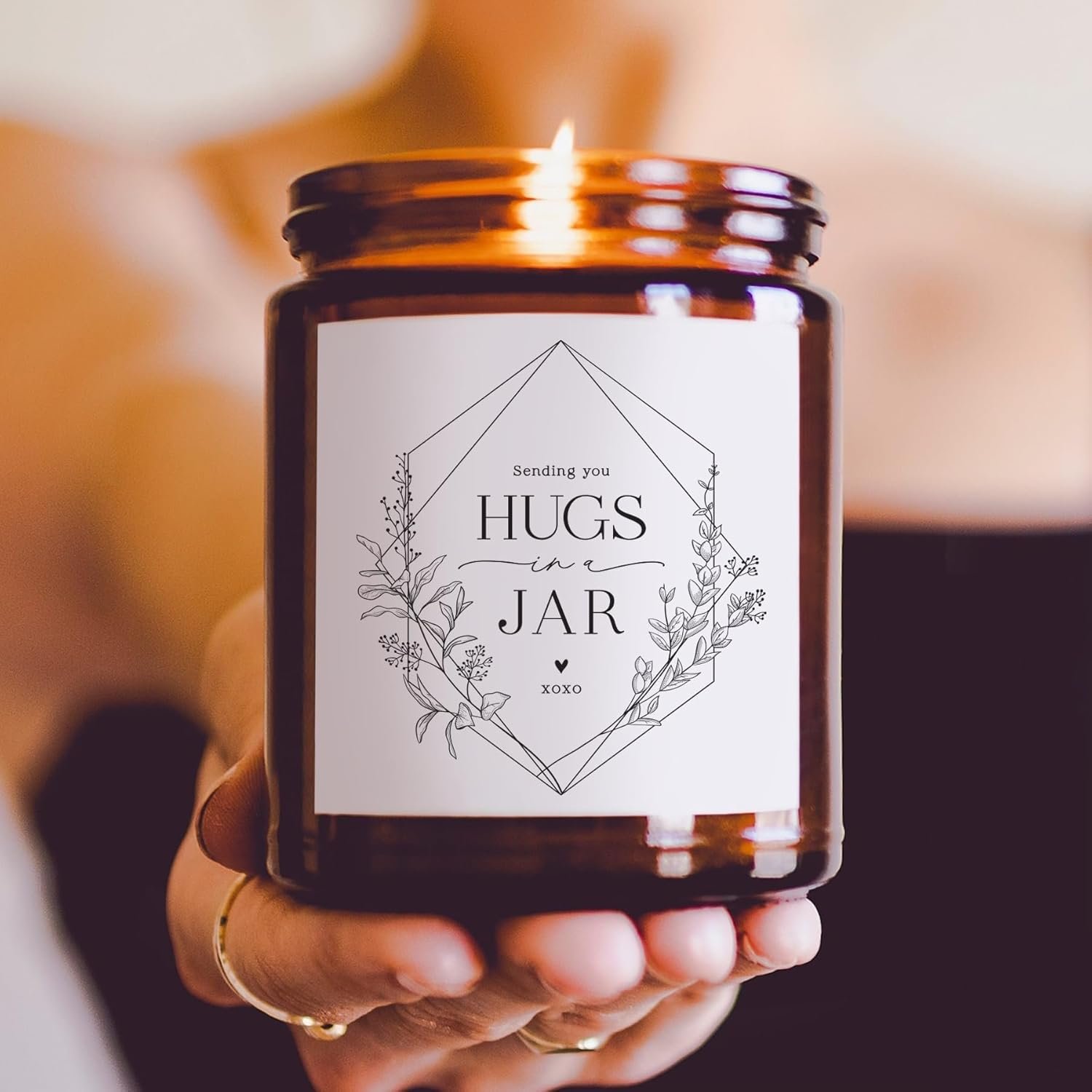 ThreeKin Warm Hugs Scented Candles for Home, Natural Soy Wax, Relaxing Aromatherapy Gifts, Essential Oils Scented, Long-Lasting Candle Burns for 75-Hours, Lemongrass Lavender Scent - Image 2