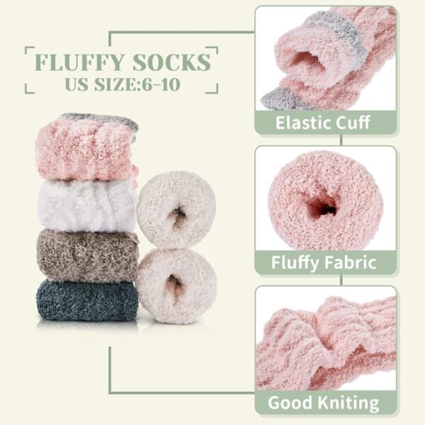Clothirily Fuzzy Socks for Women, Womens Fluffy Socks, Winter Soft Cozy Socks Fuzzy Slipper Socks for Women - Image 4