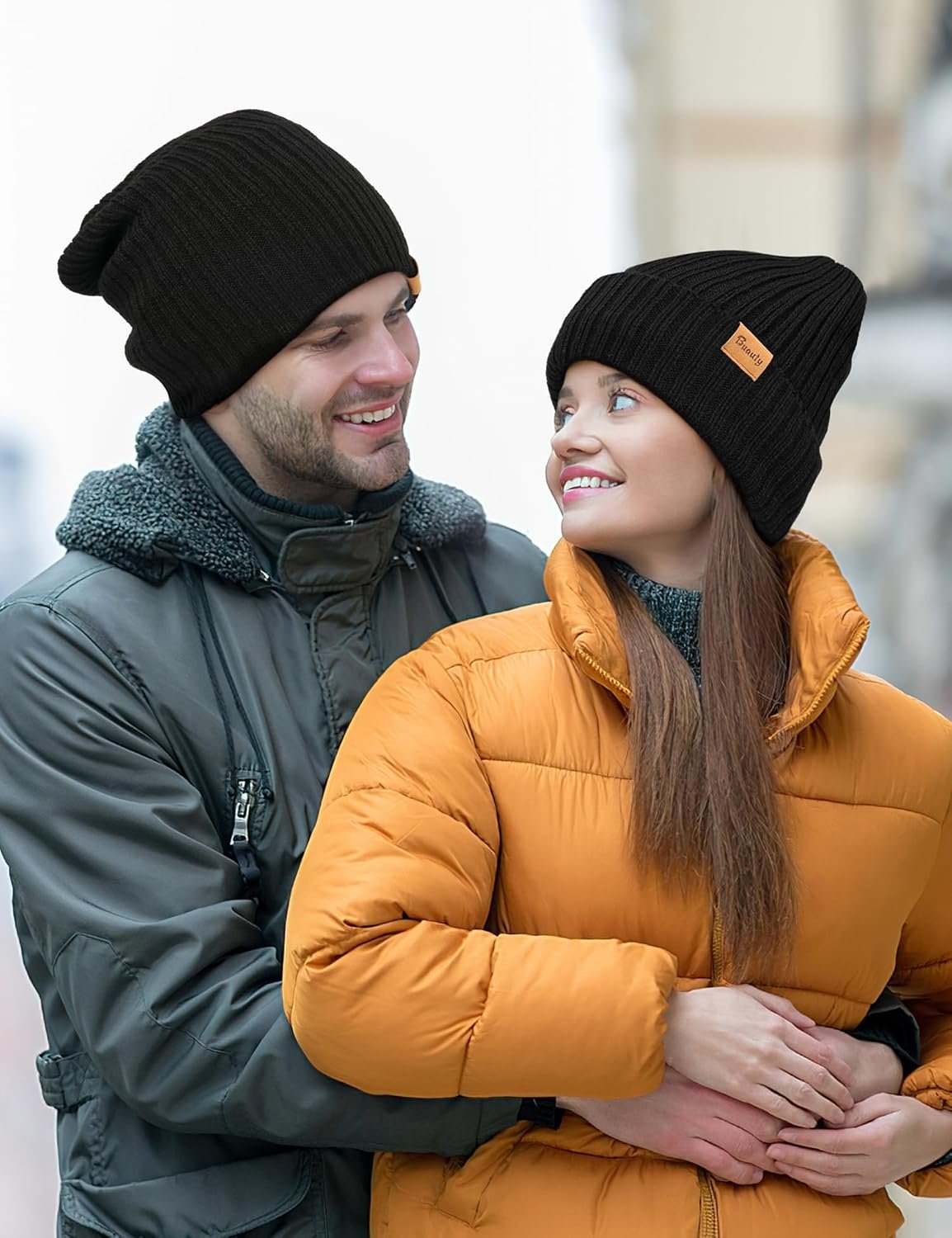 Beanie Hats for Men Women Fleece Winter Hat Chunky Knit Skull Stocking Caps for Guys Thermal Snow Hat Heated Cuffed Gift - Image 8