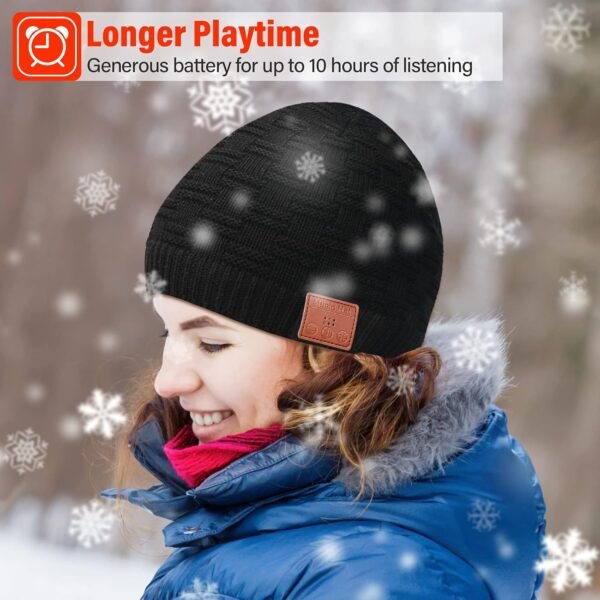 Wireless Beanie Hat with Wireless Headphones, Wireless Winter Hat Built-in HD Stereo Speakers, Wireless Music Cap for Outdoor - Image 7