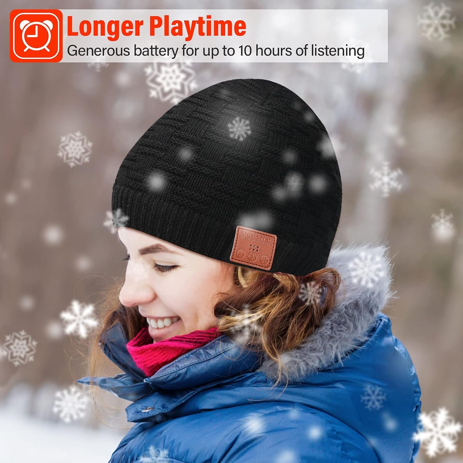 Wireless Beanie Hat with Wireless Headphones, Wireless Winter Hat Built-in HD Stereo Speakers, Wireless Music Cap for Outdoor - Image 7