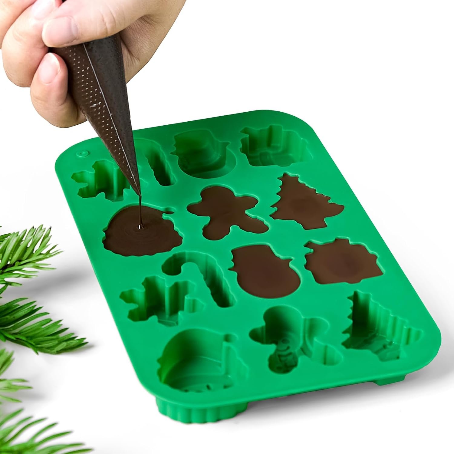 Christmas Chocolate Molds, 2PCS Silicone Candy Molds Santa Clause Christmas Tree Snowman Gingerbread Man Baking Molds for Jellies, Candies, Ice Cubes, Wax Melts, Soaps, Candles - Image 5
