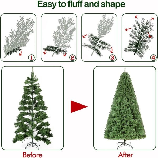 Hykolity 6.5 ft Prelit Christmas Tree, Holiday Decoration w/ 350 Color Changing LED Lights, 1100 Branch Tips, Metal Stand and Hinged Branches, 10 Color Modes - Image 8