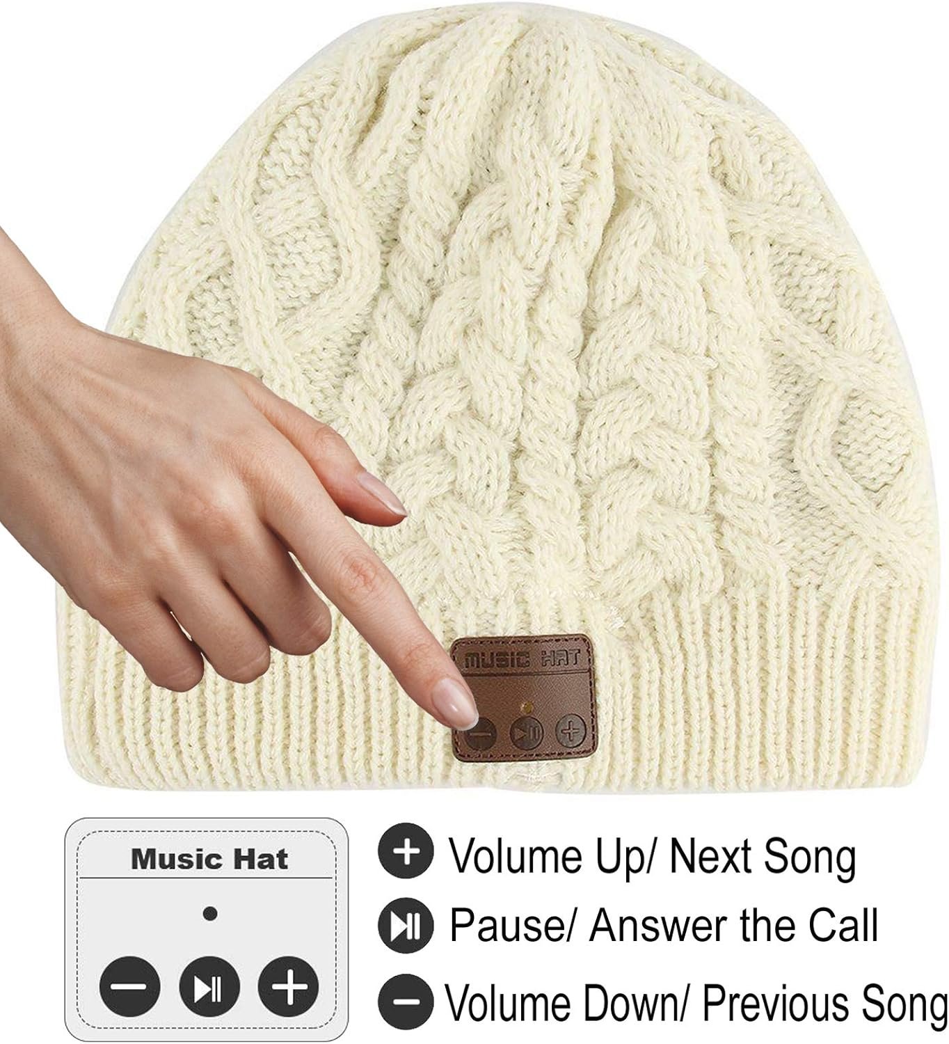 Wireless Beanie Hat Women Beanie Headphones V5.0 Wireless Beanie Headset Winter Cap Over Ear Music Handsfree Outdoor Sports Earphones with Mic Speaker Unisex Men Boys beanie hat - Image 6