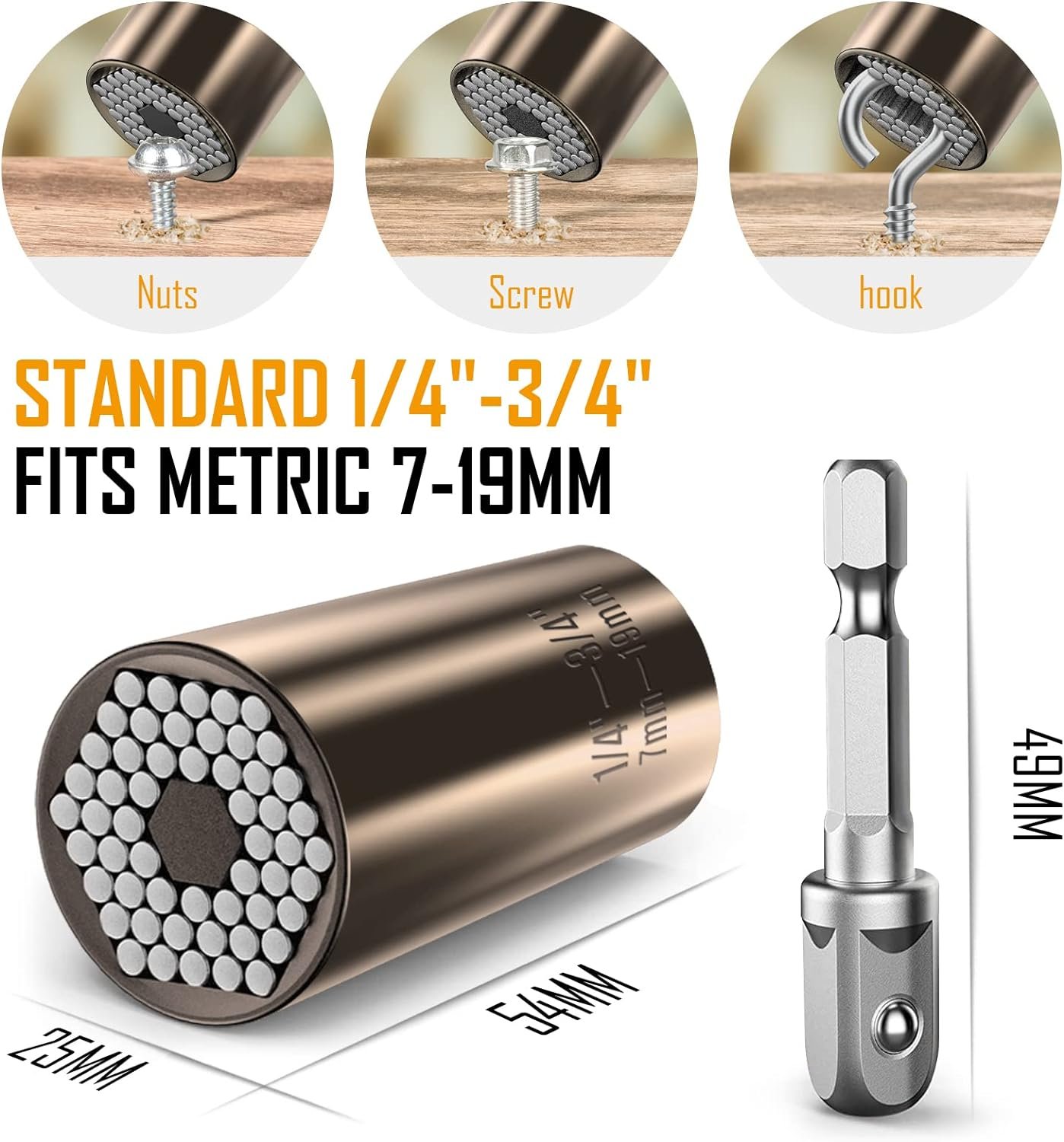 Lenski Stocking Stuffers for Adults Men, Super Universal Socket Gifts for Men, Christmas Gifts for Men, Mens Gifts for Dad Him Grandpa, Dad Gifts for Men Who Have Everything Cool Stuff Gadgets for Men - Image 3