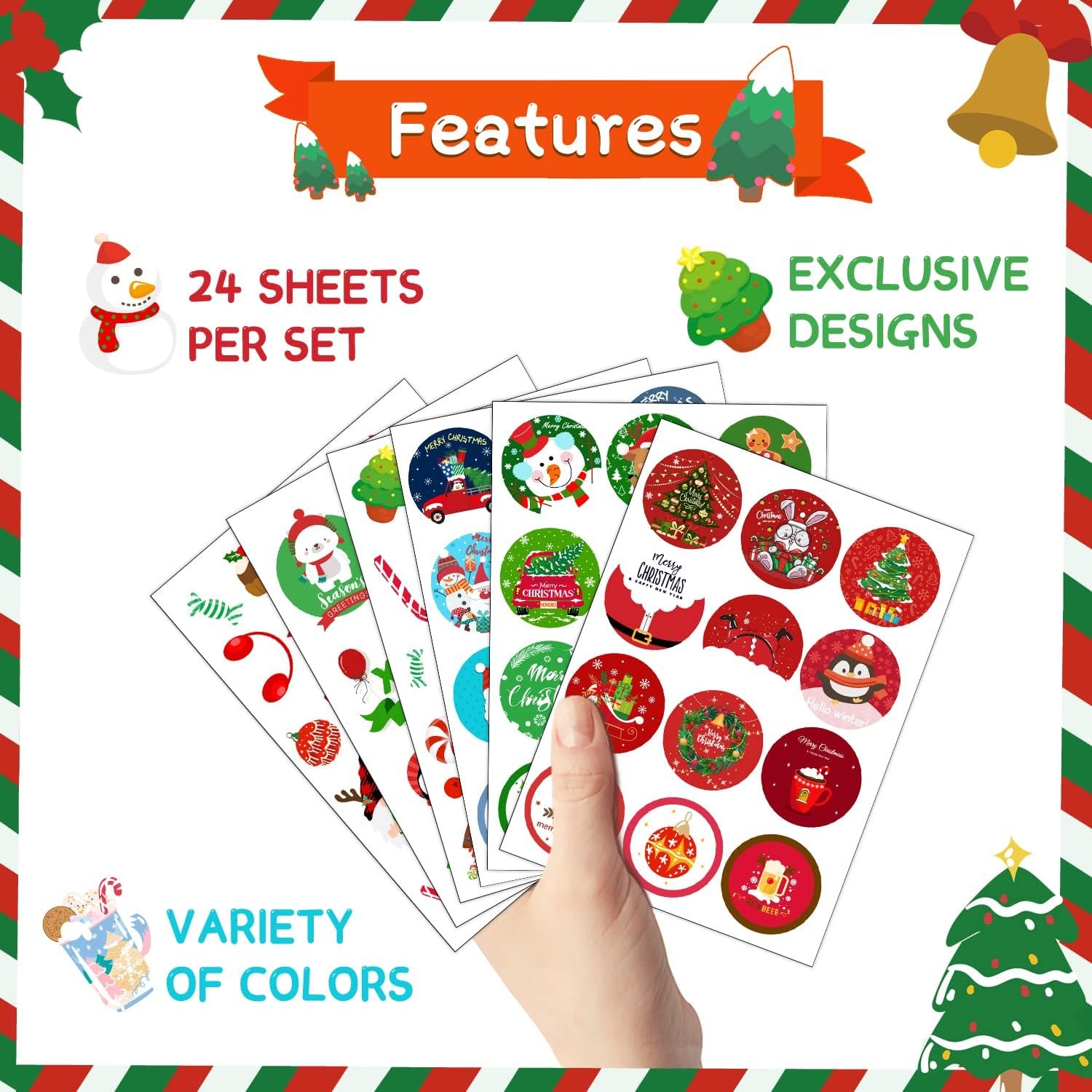 IMISHM 426pcs Christmas Stickers for Kids Christmas Ornament Stickers Christmas Stickers Bulk Holiday Stickers Christmas Stickers for envelopes Crafts Cards - Image 5