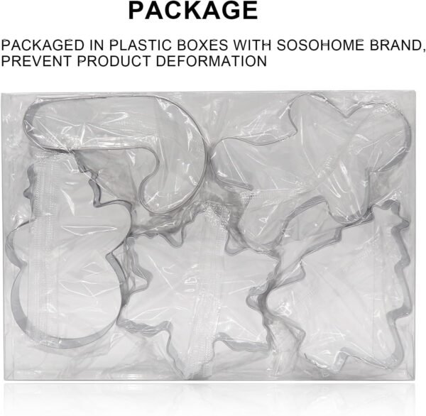 Christmas Cookie Cutter Set - 5 Piece Holiday Cookies Molds - Snowman, Christmas Tree, Gingerbread Man, Candy Cane, Snowflake - Image 4