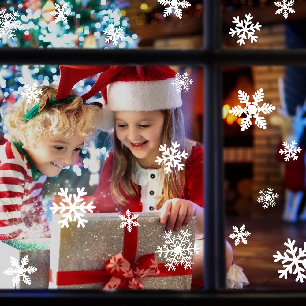 LUDILO 135Pcs Christmas Window Clings Snowflakes Window Decals Static Window Stickers for Christmas Decorations Window Décor Ornaments Xmas Party Supplies Thanksgiving Party Décor - Image 3