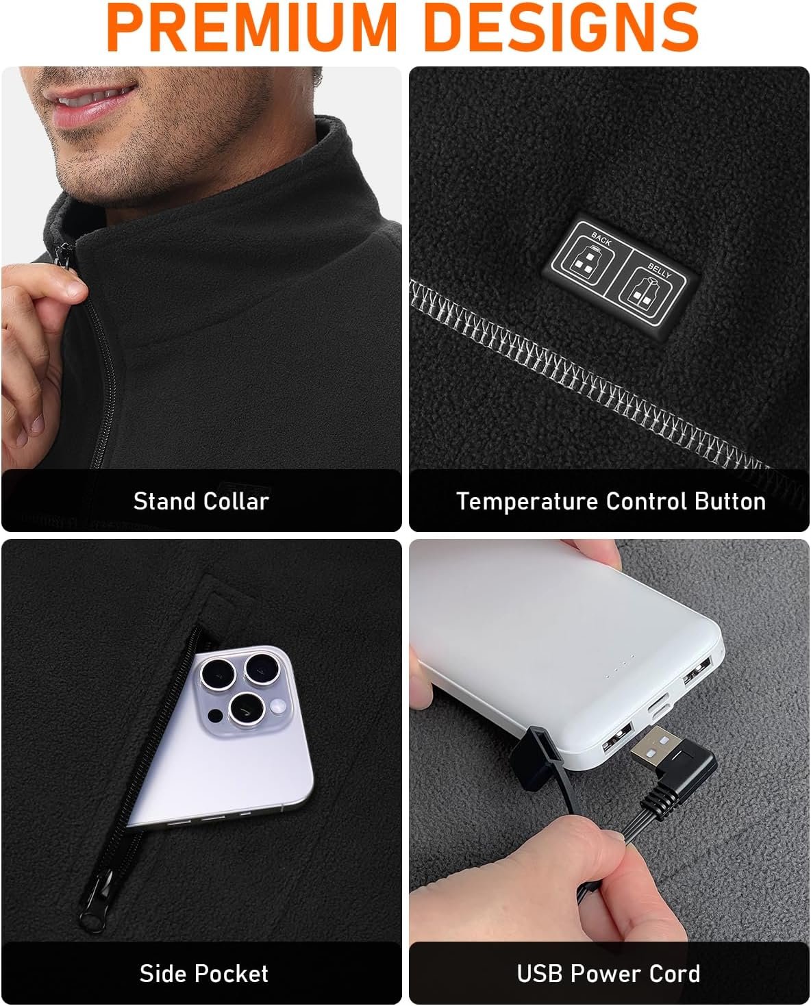 LABCOOL Heated Vest for Men Women with Ultra-Soft Microfleece, 12000mAh Battery Pack, USB Rechargeable Body Warmer - Image 7