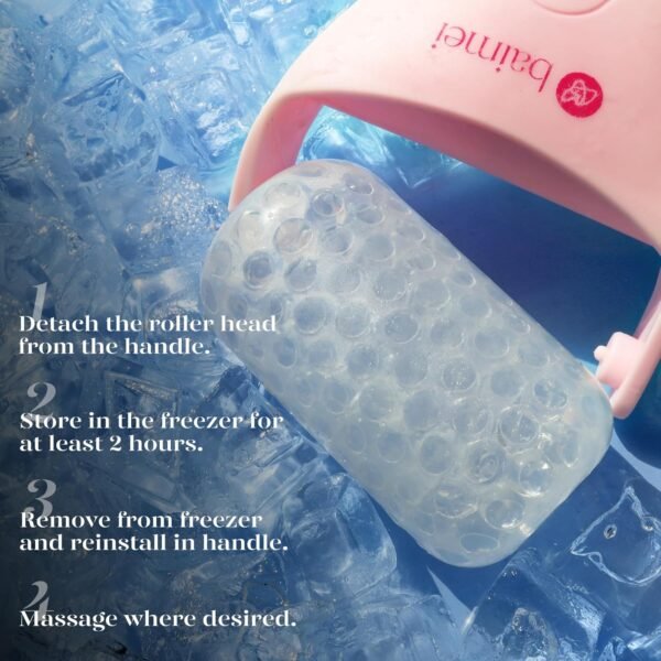 BAIMEI IcyMe Ice Roller for Face Women and Gua Sha Facial Tool Set, Ice Face Roller Reduces Puffiness, Relieves Migraines, Skin Care Tools, Self Care Gift for Women - Pink - Image 7