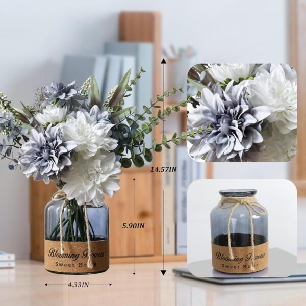 Leftover Faux Flowers in Vase,Artificial Flowers in Vase,Table Centerpieces for Dining Room,Flower Centerpieces for Tables,Fake Flowers with Vase,Kitchen Table Decor,Coffee Table Decor… - Image 3