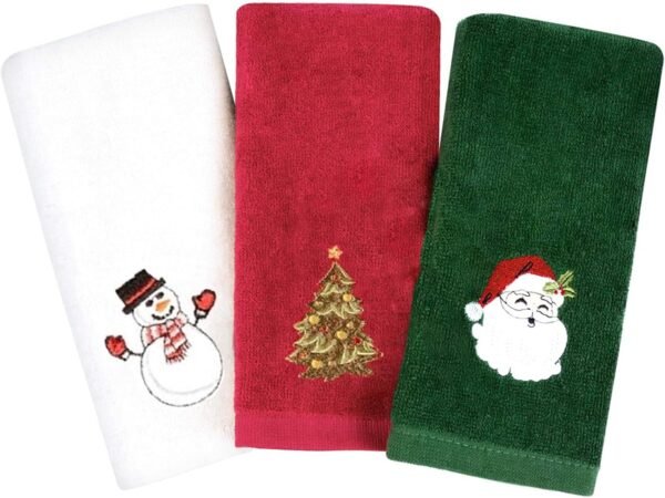 （2024 New Thickening） Christmas Hand Towels for Kitchen and Bathroom, 12x18 Cotton, High Absorbency, Christmas Holiday Decorative Dishwashing Towels Hand Towels 3-Pack Gift Set - Image 2