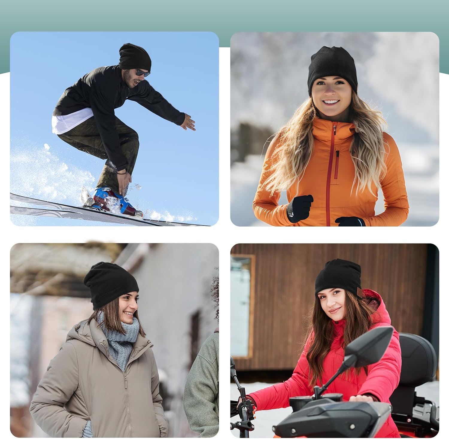2024 Bluetooth Beanie, Wireless Beanie Headphones, Stylish Sleek Shape Bluetooth Hat, HD Stereo Sound, Built-in Mic, Tech Gifts for Men Women Friends Family Teens Boys Girls (Black) - Image 7