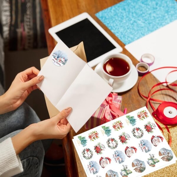 1000 Pcs Christmas Stickers for Envelopes,1.5 Inch Round Christmas Stickers for Crafts,Christmas Envelope Seal Cards Gift Stickers,8 Designs - Image 5