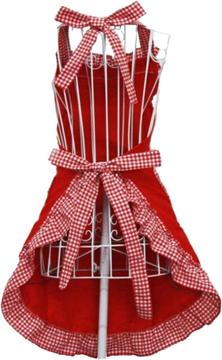 Hyzrz Cute Fashion Cotton Red Aprons for Women Girls Vintage Cooking Retro Apron with Pockets for Mother's day Gift - Image 4