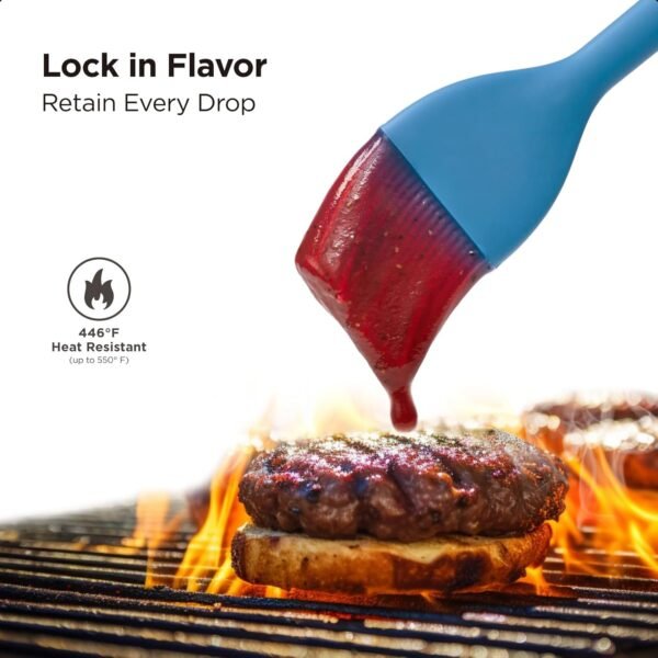 Kitchen Mama WaltzGrip Platinum Silicone Basting Pastry Brush: Set of 2 Heat-Resistant for Cooking, Baking, Pastries, Grilling, Spreading Oil, Butter, BBQ Sauce, Eggs. Dishwasher-Safe (Blue) - Image 5