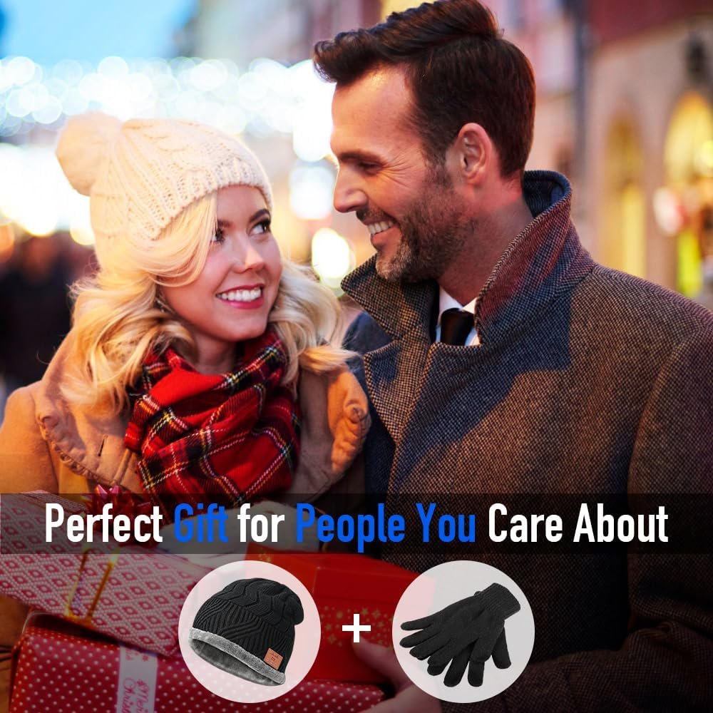 HIGHEVER Bluetooth Beanie Hat Stocking Stuffers for Men Women V5.0 Wireless Musical Bluetooth Cap Beanie with Speaker for Outdoor Winter Sport Tech Birthday Mens Gifts for Him/Teens/Boys/Girls Black - Image 3