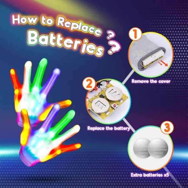 Cool Toys LED Gloves,Boys Toys Age 3-5 6-8 8-12 Year Old with 6 Flash Mode,Fun Toys Gifts for Halloween Christmas Birthday - Image 9