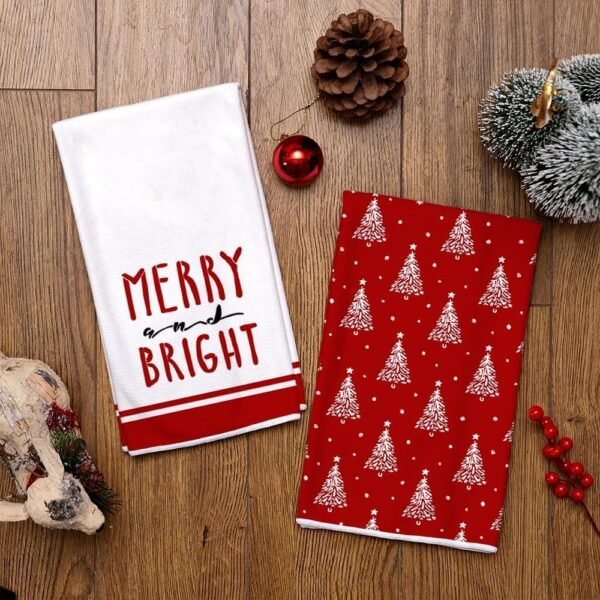 ARKENY Christmas Kitchen Towels Set of 2,Red Xmas Tree Dish Towels 18x26 Inch,Hoilday Farmhouse Home Decoration AD102 - Image 6