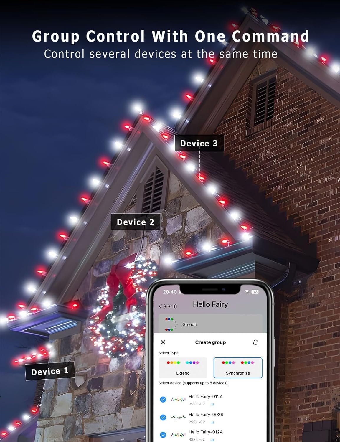 HIITEN RGB C9 Christmas Lights Outdoor 118ft 150LEDs, DIY Chasing Effects Smart LED Christmas Lights, Bluetooth APP Remote Controlled Extendable Color Changing String Lights with Timer Music Sync - Image 7