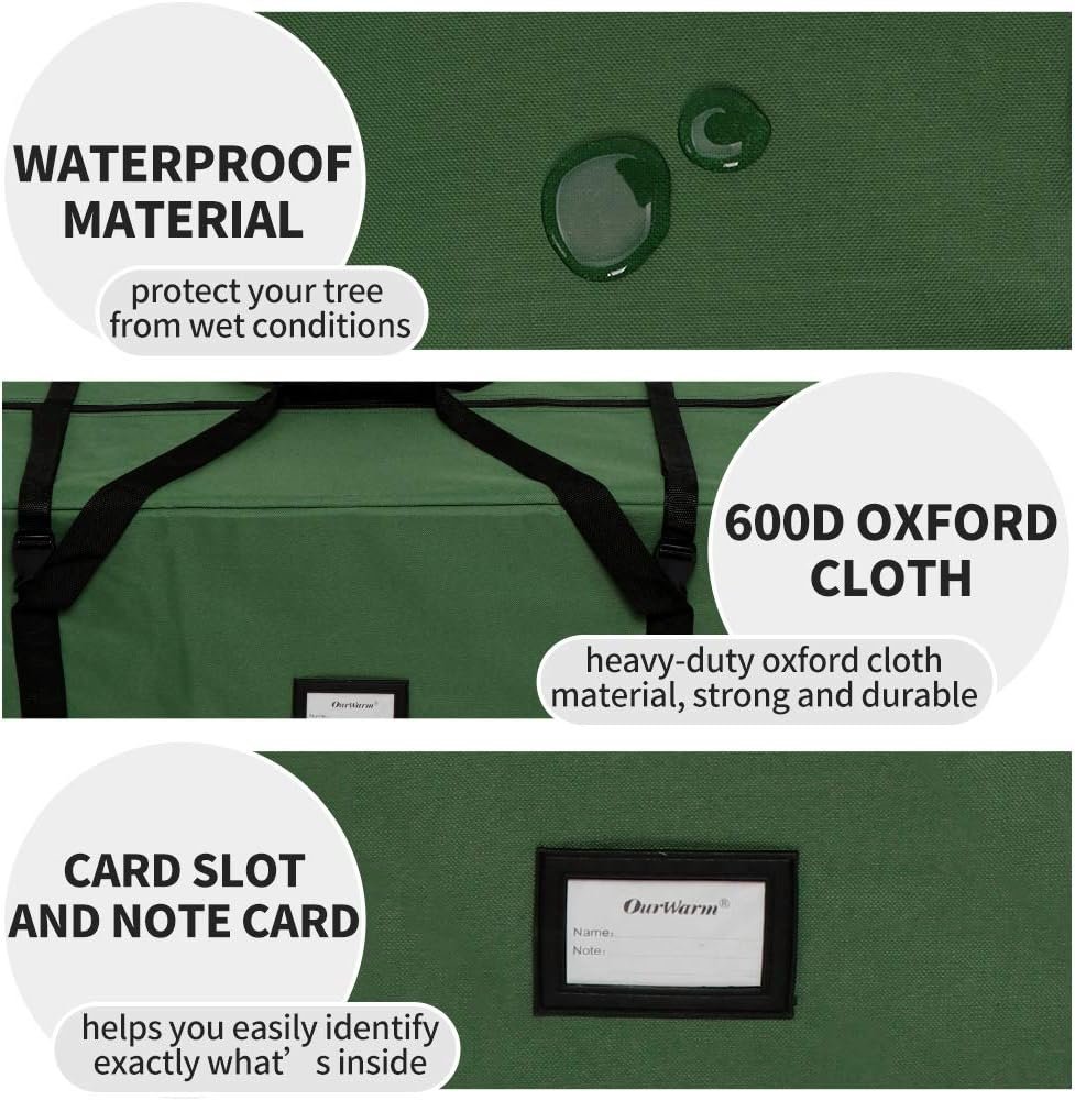 AerWo Christmas Tree Storage Bag Extra Large Christmas Storage Containers, Fits Up to 7.5 Ft Artificial Trees Heavy Duty 600D Oxford Xmas Holiday Tree Bag with Durable Handles & Dual Zipper 50in x - Image 5