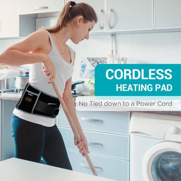 Comfytemp Cordless Heating Pad with Massager for Back Pain Relief, Portable Lower Back Massager FSA HSA Eligible, Wearable Heating Pads for Cramps with 3 Heat, Auto-Off, Christmas Gifts for Mom 58" - Image 3
