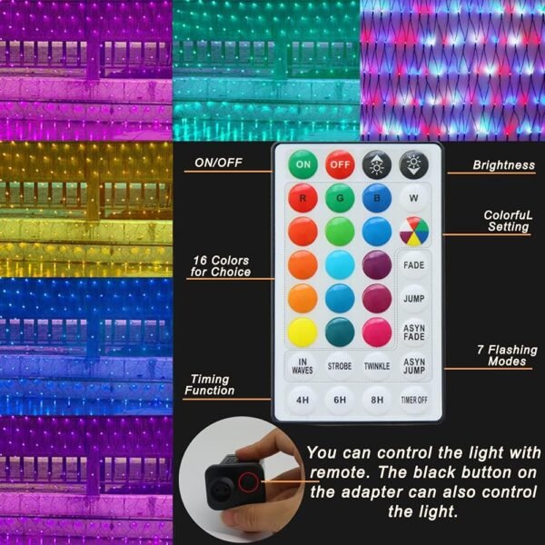 RGB Net Lights, Christmas Color Changing Outdoor LED Mesh Lights, 14.8x4.9 ft 240 LED Christmas Net Light Decorations, Connectable Plug in Waterproof Tree Light Bushes Wedding Garden Halloween Decor - Image 4