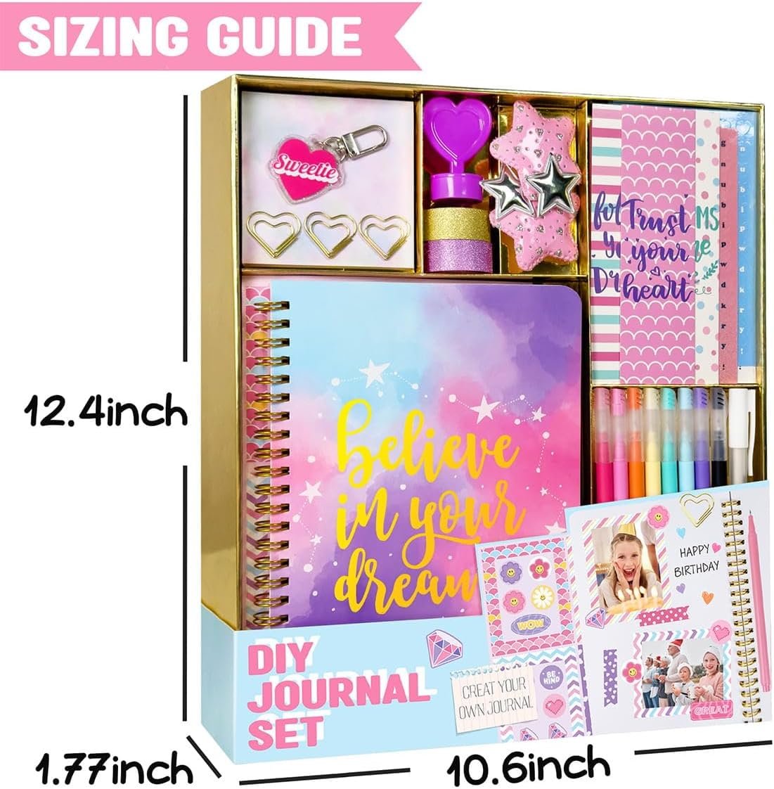 DIY Journal Kit for Girls - DIY Journal Set for Tween & Teen Girls, Stationery Set, Scrapbook & Diary Supplies Set, Journaling Art Crafts Kit, Ideal Gifts for 8 9 10 11 12 13 14 Year Old Girl - Image 8