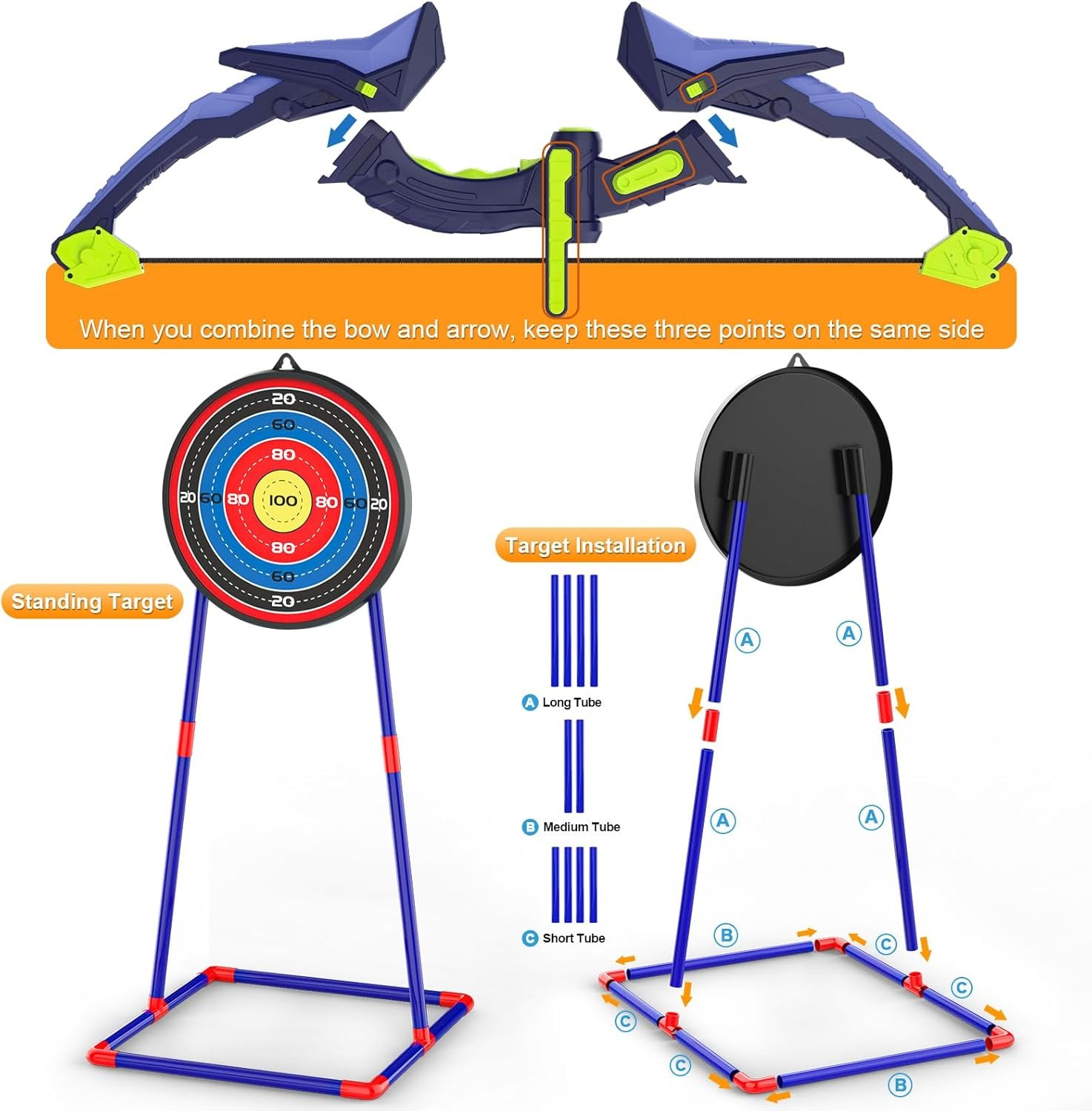 2 Pack Bow and Arrow Set for Kids, Light Up Archery Set with 14 Suction Cup Arrows, Archery Targets Outdoor Games for Kids Ages 4-8 8-12, Birthday Gifts Toys for 5 6 7 8 9 10 11 12 Year Old Boys Girls - Image 6