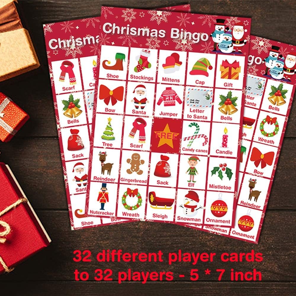 V-Opitos Christmas Bingo Game, 32 Players - Christmas Party Games for Kids and Adults, Xmas Bingo Card for Family/Class/Group Activities - Image 6
