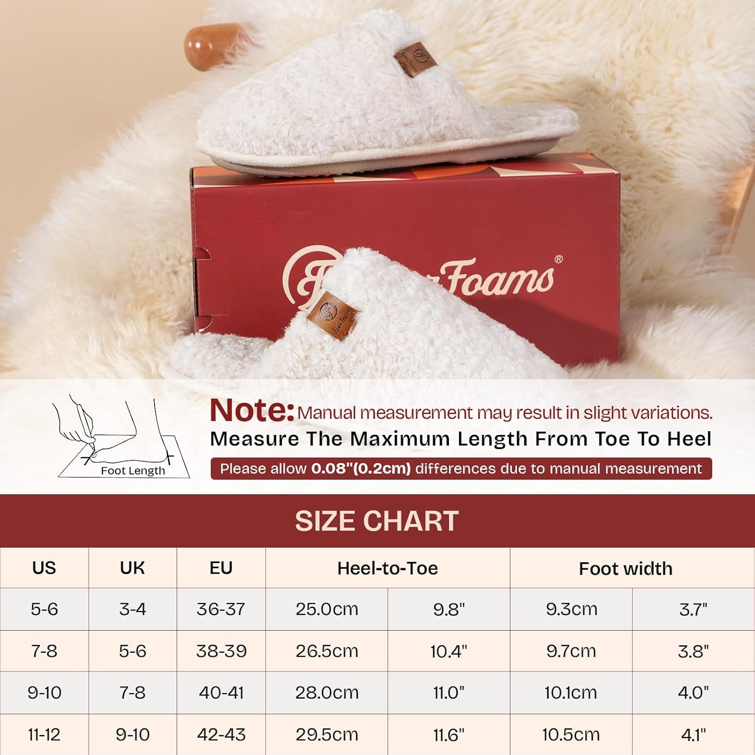 EverFoams Women's Fuzzy Slip-on Slippers Warm Cozy Soft Lightweight Memory Foam Indoor House Shoes - Image 7