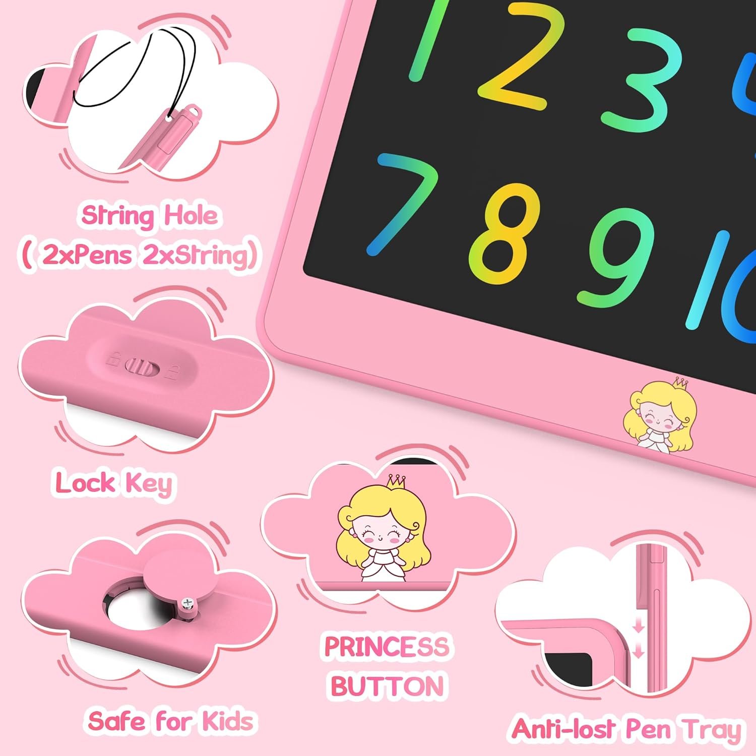 LCD Writing Tablet for Kids 12 Inch, Kids Learning Toys Drawing Pad for Girls Boys, Erasable Doodle Board for Toddlers 3 4 5 6 7 8 Year Old Travel Essentials, Christmas Birthday Gift for Kids - Image 6