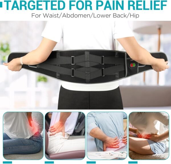 Comfytemp Cordless Heating Pad with Massager for Back Pain Relief, Portable Lower Back Massager FSA HSA Eligible, Wearable Heating Pads for Cramps with 3 Heat, Auto-Off, Christmas Gifts for Mom 58" - Image 6
