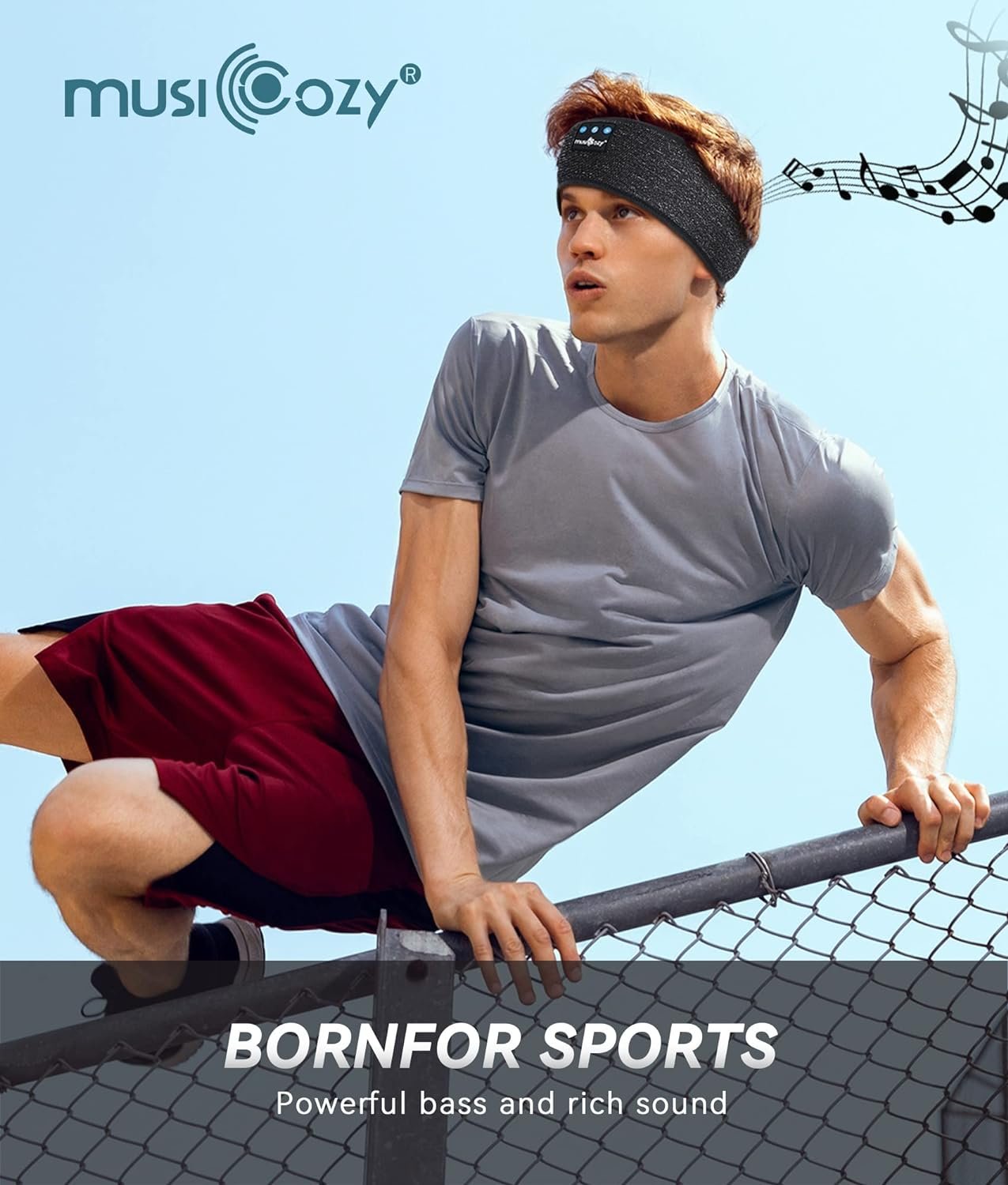 MUSICOZY Bluetooth 5.2 Sleep Headphones, Wireless Headband Headphones with HD Stereo Speakers, Sports Earphones for Sleeping, Running, Yoga, Ideal Gifts for Men, Women, Teens - Image 3