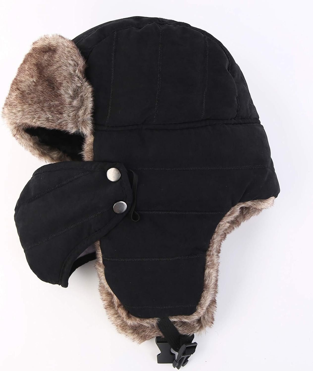 Connectyle Men's Trooper Trapper Hat Warm Winter Hats with Removable Face Mask Earflaps Faux Fur Hunting Outdoor Hat - Image 4