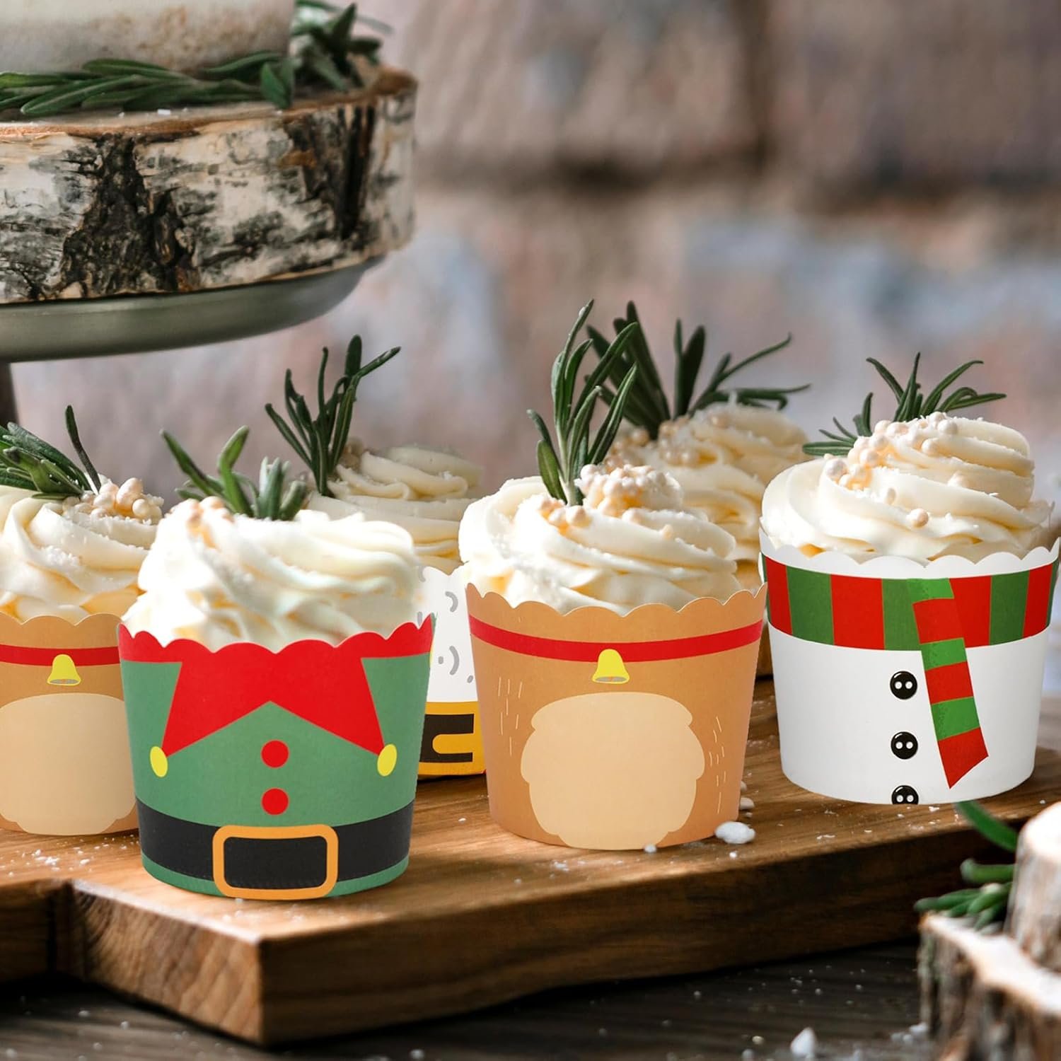 120Pcs Christmas Paper Baking Cups Colorful Xmas Character Cupcake Wrappers Scalloped Edge Cupcake Muffin Cases for Xmas Winter Party Supplies - Image 5