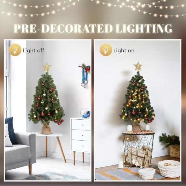 VINGLI 3ft Pre-lit Mini Artificial Christmas Tree, Tabletop Xmas Tree with 150 Branches Tips for Christmas Party Home Indoor Decoration (Battery Operated) - Image 8